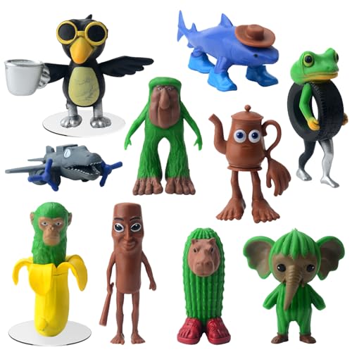 Audasi 10 PCS Tung Tung Tung Sahur Figuren, Italienische Brainrot Action Figuren Set Lustige Sammelfiguren Tralalero Tralala Schreibtisch Spielzeug Kreativ Hai AFFE und mehr Spielzeug von Audasi