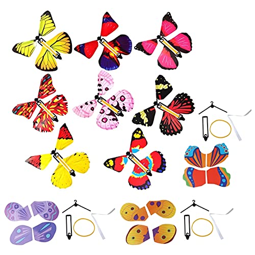 Audasi 20 Stück Magische Fliegende Schmetterling Magischer Fliegender Schmetterling Butterfly Flying Toy Gummiband Powered Flutter Card Geeignet für Geburtstagsgeschenke, Geschenkkarten große von Audasi
