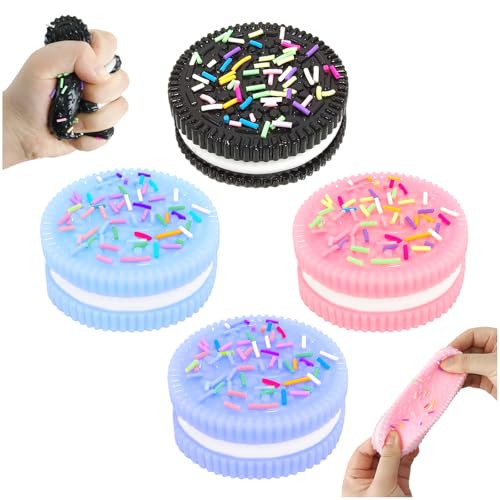Audasi 4Pcs Taba Squishy für Oreo Stressabbau Spielzeug Kneifende Keks Simulation für Oreo Keks Stressabbau Spielzeug Fufu Squishy Squeeze Toys Angstreduzierung für Kinder Erwachsene von Audasi
