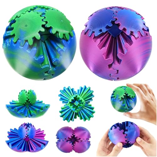 Audasi Gear Ball 3D Gedruckte Zahnradkugel 2Pack Steampunk Wirbelwunder Zappel Fidget Spielzeug Sensorische Stress & Angst Entspannende (Blau & Lila) von Audasi