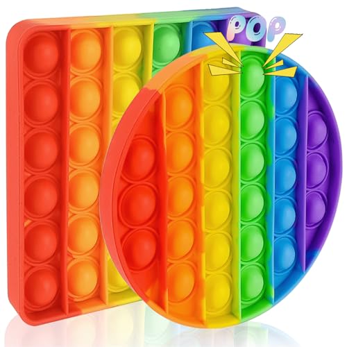 Audasi 2 Stück Push and Pop Bubble Silikon Sensorisches Fidget Spielzeug - Anti-Stress-Stressabbau für Kinder und Erwachsene - Angst Autismus Relief von Audasi