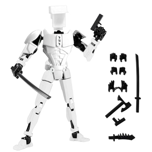 Audasi T13 Action Figure 3D Printed Multi-Jointed Movable Lucky 13 Roboter-Actionfigur Full Articulation for Stop Motion Animation für Menschen die Spielzeug mögen Erwachsene Kinder (weiß) von Audasi