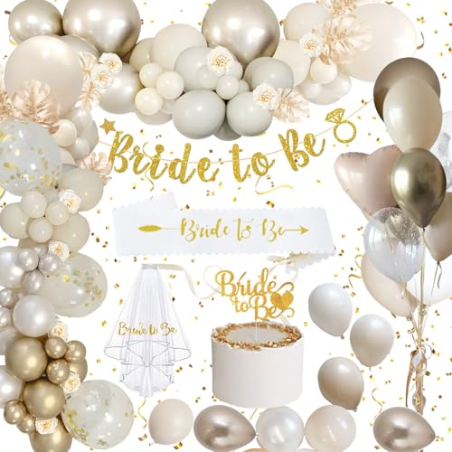 Auezona Bride to Be Deko Beige, Jga Deko Frauen, Junggesellenabschied Frauen Accessoires, Jga Accessoires Frauen with Beige Ballons Banner Schärpe Girlande Schleier Tortenstecker Auezona Bride to Be Deko Beige, Jga Deko Frauen, Junggesellenabschied Frauen Accessoires, Jga Accessoires Frauen with Beige Ballons Banner Schärpe Girlande Schleier Tortenstecker von Auezona