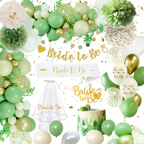 Auezona Bride to Be Deko Grün, Jga Deko Frauen, Junggesellenabschied Frauen Accessoires, Jga Accessoires Frauen with Grün Ballons Papierblumen Banner Schärpe Girlande Schleier Tortenstecker Auezona Bride to Be Deko Grün, Jga Deko Frauen, Junggesellenabschied Frauen Accessoires, Jga Accessoires Frauen with Grün Ballons Papierblumen Banner Schärpe Girlande Schleier Tortenstecker von Auezona
