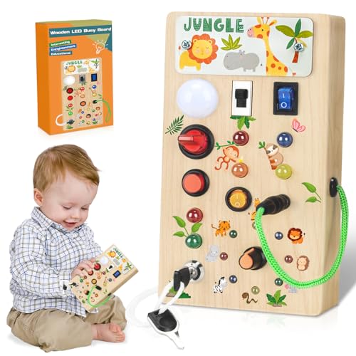 Auezona Busy Board ab 1 Jahr, Montessori Spielzeug Busy Board mit LED, Activity Board Holzspielzeug für Jungen und Mädchen 1 2 3 4 Jahre, Geschenke für Geburtstag, Kindertag, Weihnachten (Dschungel) Auezona Busy Board ab 1 Jahr, Montessori Spielzeug Busy Board mit LED, Activity Board Holzspielzeug für Jungen und Mädchen 1 2 3 4 Jahre, Geschenke für Geburtstag, Kindertag, Weihnachten (Dschungel) von Auezona