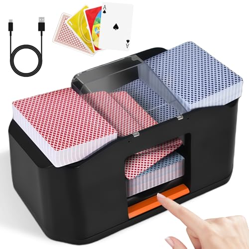 Kartenmischmaschine Elektrische,Kartenmischer Elektrische für 1–2 Decks, 2000 mAh Wiederaufladbarem Akku, Geräuscharm, Mischmaschine Karten für Poker UNO Blackjack Skip-BO Phase 10 Texas Hold'em Kartenmischmaschine Elektrische,Kartenmischer Elektrische für 1–2 Decks, 2000 mAh Wiederaufladbarem Akku, Geräuscharm, Mischmaschine Karten für Poker UNO Blackjack Skip-BO Phase 10 Texas Hold'em von Auezona