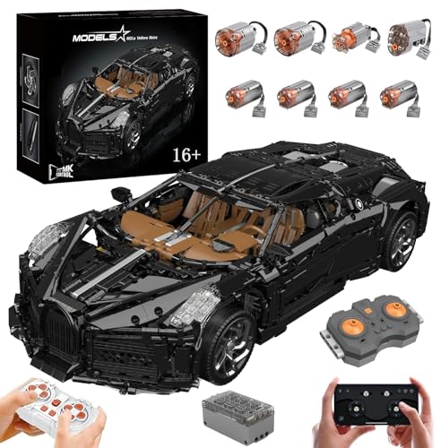 Technik Auto La Voiture Noire, Mit 8 Motoren Set, 1:8 Groß Auto Modellbausatz, 4688 Teile Klemmbausteine Auto Bausteine MOC Bausatz für Erwachsene von Auforua