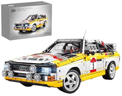 Technik Auto für Audi Sport Quattro S1 Group B 1984, Mit LED Licht, 1:8 Groß Automodell Bausatz, 3887 Teile Klemmbausteine Rennwagen MOC Set von Auforua