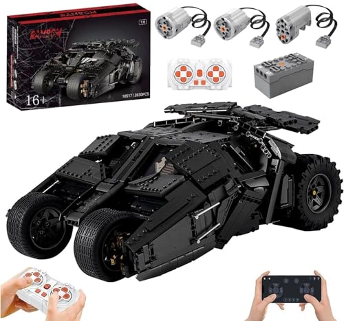 Technik Auto für Batmen Batmoblie, Mit Motor Set, 1:8 Groß Auto Modellbausatz, 2830 Teile Klemmbausteine Auto Bausteine MOC Bausatz, Kompatibel mit Technik Batman Batmobile Tumbler von Auforua