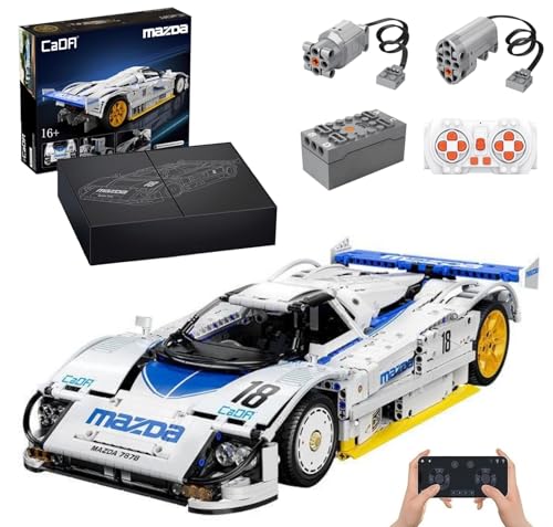 Technik Auto für CADA Mazda 787B Le Mans Rennauto C63007W, 1:10 Groß Automodell Bausatz, 1797 Teile Klemmbausteine Rennwagen MOC Set mit Bedruckte Steine (Mit Motoren Set) von Auforua