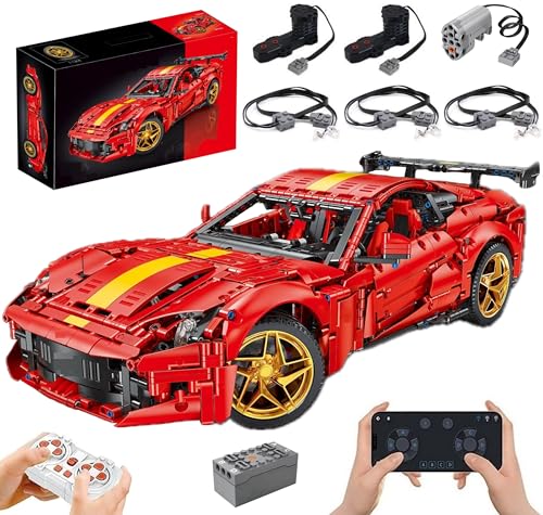 Technik Auto für Farrari 812, Mit Motoren Set, 1:8 Groß Automodell Bausatz, 2926 Teile Klemmbausteine Auto MOC Set, Kompatibel mit Farrari Technik von Auforua