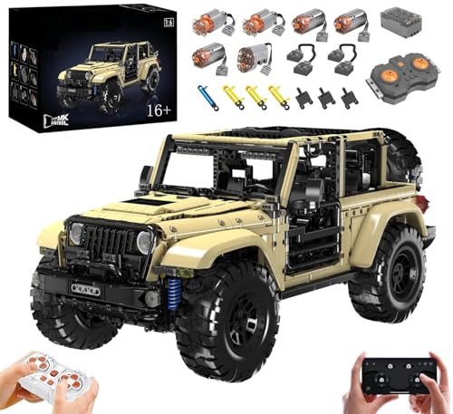 Technik Auto für Jeepe Wrangler Rubicon, Mit Motoren und Pneumatik Set, 1:6 Groß Automodell Bausatz, 3621 Teile Klemmbausteine Auto MOC Set, Kompatibel mit Jeepe Technik von Auforua