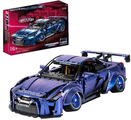 Technik Auto für Nisan GTR, 1:10 Groß Auto Modellbausatz, 2389 Teile MOC Klemmbausteine Technik Auto Set, Kompatibel mit Nissan GTR Technik von Auforua