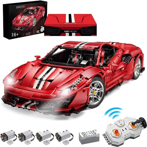 Technik Autos für Farrari 488 Pista, Mit Motoren Set und LED Licht, 1:8 Groß Automodell Bausatz, 3187 Klemmbausteine Auto MOC Set, Kompatibel mit Farrari Technik Technik Autos für Farrari 488 Pista, Mit Motoren Set und LED Licht, 1:8 Groß Automodell Bausatz, 3187 Klemmbausteine Auto MOC Set, Kompatibel mit Farrari Technik von Auforua