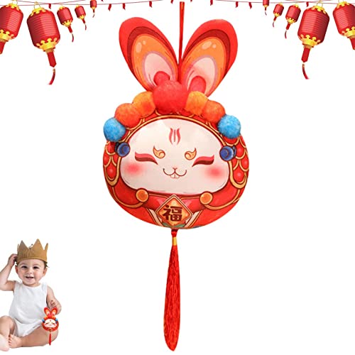 Aufquwk Frühlingsfest-Dekorationsplüsch, Plüsch zum chinesischen Neujahr - Kaninchen-Tierkreis-Kuscheltiere, glückliches rotes Maskottchen,Frühlingsfest-Dekoration, hautfreundliche, Glatte Puppe für von Aufquwk