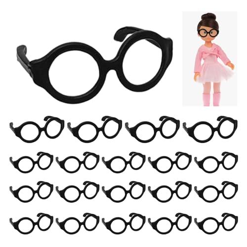 Aufquwk -Puppenbrille, Puppenbrille | Linsenlose Puppenbrille,20 Stück kleine Brillen, Puppenbrillen, Puppen-Anzieh-Requisiten, Puppen-Kostüm-Zubehör von Aufquwk