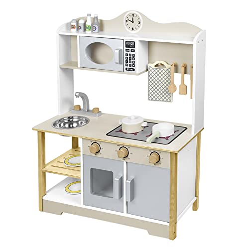 Aufun Spielzeugküche Holz, Holzküche mit Küchengeräten inkl. 14 Spielzeug Nahrungs- und Kochgeschirr Zubehör, Spielzeug für Kinder ab 3 Jahren, 68 x 26 x 78 cm Aufun Spielzeugküche Holz, Holzküche mit Küchengeräten inkl. 14 Spielzeug Nahrungs- und Kochgeschirr Zubehör, Spielzeug für Kinder ab 3 Jahren, 68 x 26 x 78 cm von AufuN