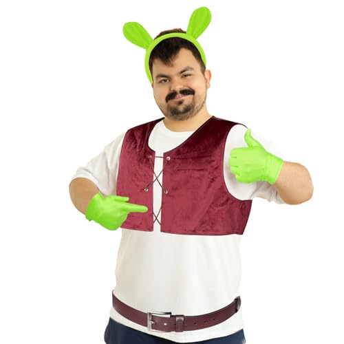 Augacage Halloween-Monster-Kostüme, Zubehör für Erwachsene, Weste, Gürtel, Stirnband, Handschuhe für Halloween, Cosplay, Party, Gastgeschenk, 4 Stück, Rot/Ausflug, einfarbig (Getaway Solids), M von Augacage