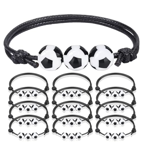 12 Stück Fußball Armbänder Kinder, Verstellbares Schnur Fußball Armband, Fussball Freundschaftsarmband Jungs, Fußball Mitgebsel, Fussball Party Fußballspiel Kindergeburtstag Mitgebsel Jungen Mädchen 12 Stück Fußball Armbänder Kinder, Verstellbares Schnur Fußball Armband, Fussball Freundschaftsarmband Jungs, Fußball Mitgebsel, Fussball Party Fußballspiel Kindergeburtstag Mitgebsel Jungen Mädchen von Augesak