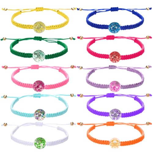 Augesak 10 Stück Armband Mädchen Kinder, Bunte Blumen Gewebte Armbänder, Freundschaftsarmbänder für Mädchen, Verstellbare Armband Sommer Kinder für Geburtstag Mitgebsel Schultütefüllung von Augesak