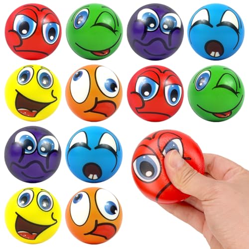 Augesak 12 Stück Antistressball für Kinder Erwachsene, Gesicht Stressball, Gesicht Squeeze Ball, Knautschball Softbälle Quetschball, Squishy Spielzeugball für Kindergeburtstag Mitgebsel Party von Augesak