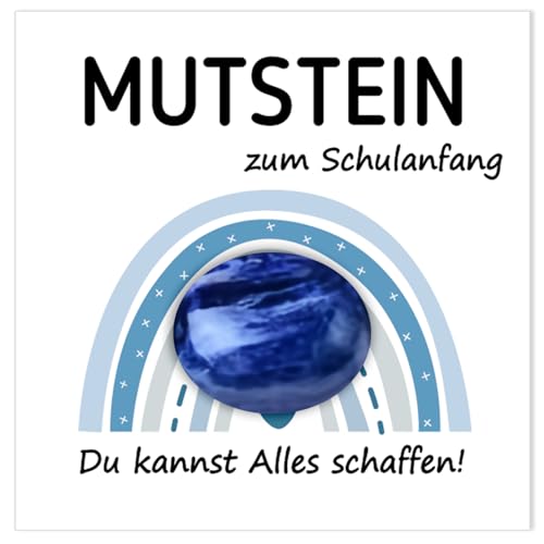 Augesak Einschulung Geschenk Jungen Glückssteine, Mutstein Schulkind, Schultüte Füllung Jungen, Glücksbringer Schulanfang, Kindergeburtstag Mitgebsel (Blau) von Augesak