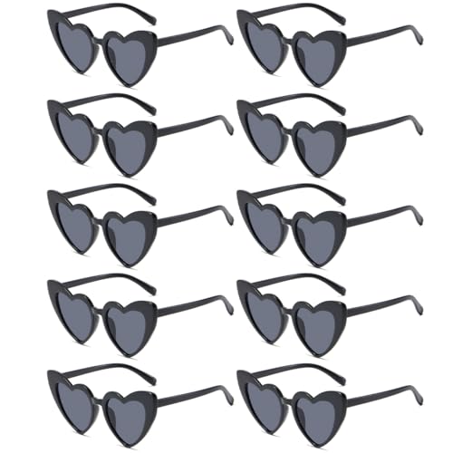 Augesak Retro Herz Sonnenbrille,10 Stück Herzbrillen Schwarz,Herzförmige Party Brillen,Sonnenbrille Hochzeit,JGA Sonnenbrille Frauen,Schwarz Herzbrille für Party,Halloween,Weihnachten, Hochzeit Augesak Retro Herz Sonnenbrille,10 Stück Herzbrillen Schwarz,Herzförmige Party Brillen,Sonnenbrille Hochzeit,JGA Sonnenbrille Frauen,Schwarz Herzbrille für Party,Halloween,Weihnachten, Hochzeit von Augesak