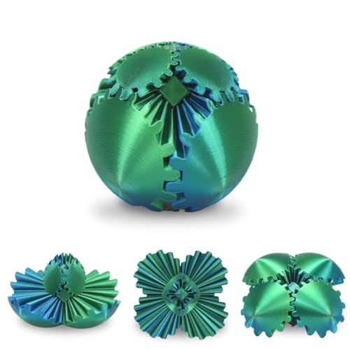Gear Ball 3D Gedruckter,Fidget Stressball Kinder Erwachsene,Anti Stress Spielzeug,3D Bunt Rotierende Zahnradkugel,Geschenk für Kinder,zum Stressabbau im Büro(Blaugrün,Kugeldurchmesser:6.5cm) von Augesak
