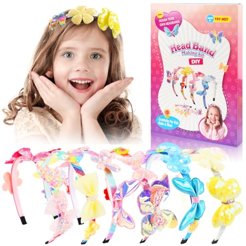 Schmetterling Blumen Haarreifen Mädchen Bastelset, Haarreifen Selber Machen Mädchen ab 4-12 Jahre, Schmetterling Haarreif Haarschmuck Basteln Mädchen Einschulung Geschenk Geburtstagsgeschenk Kinder von Augesak