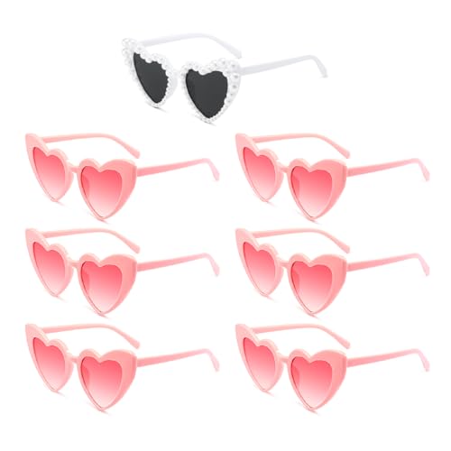 Herz Sonnenbrille, Bride to Be Herzbrille, 1 Paar Herz Sonnenbrille Perlen+6 Paar Herzbrille, Brillen JGA Accessoires Frauen, Bridesmaid Gift für Hochzeit Party Herz Sonnenbrille, Bride to Be Herzbrille, 1 Paar Herz Sonnenbrille Perlen+6 Paar Herzbrille, Brillen JGA Accessoires Frauen, Bridesmaid Gift für Hochzeit Party von Augesak