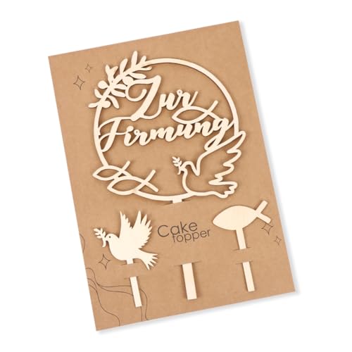 Tortendeko Firmung Holz, Cake Topper Zur Firmung, Taube Fisch Kuchen Deko Firmung Torten Topper, Tortendeko Taufe Mädchen Junge Firmung Torte Deko von Augesak