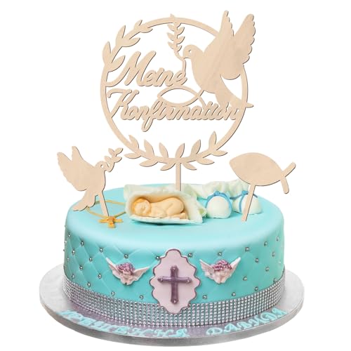 Cake Topper Meine Konfirmation, Tortendeko Konfirmation, Taube Fisch Kuchen Deko Konfirmation, Zur Konfirmation Tortendeko Holz Torten Topper Konfirmation, Torte Deko Konfirmation für Mädchen Junge Cake Topper Meine Konfirmation, Tortendeko Konfirmation, Taube Fisch Kuchen Deko Konfirmation, Zur Konfirmation Tortendeko Holz Torten Topper Konfirmation, Torte Deko Konfirmation für Mädchen Junge von Augesak