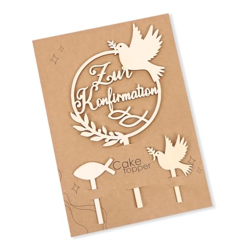 Tortendeko Konfirmation Holz, Cake Topper Zur Konfirmation, Taube Fisch Kuchen Deko Konfirmation, Torten Topper Konfirmation, Tortendeko Konfirmation Mädchen Junge Konfirmation Torte Deko von Augesak