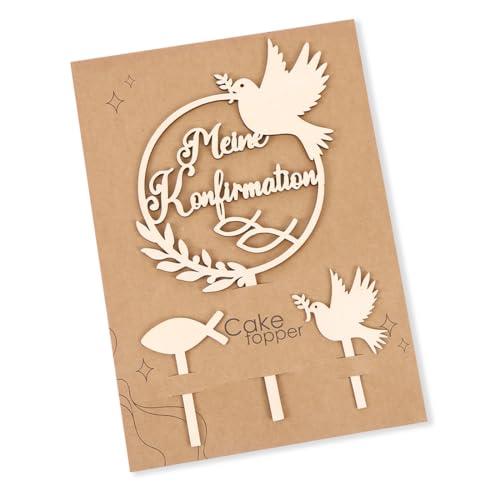 Tortendeko Konfirmation Holz, Cake Topper Meine Konfirmation, Taube Fisch Kuchen Deko Konfirmation, Torten Topper Meine Konfirmation, Tortendeko Konfirmation Mädchen Junge Konfirmation Torte Deko von Augesak