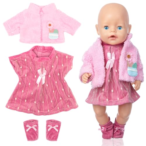 Puppenkleidung und Outfits für Baby Puppen - Puppenzubehör mit Kleid, Mantel, Socke - Geschenke für Mädchen und Jungen von Augesak