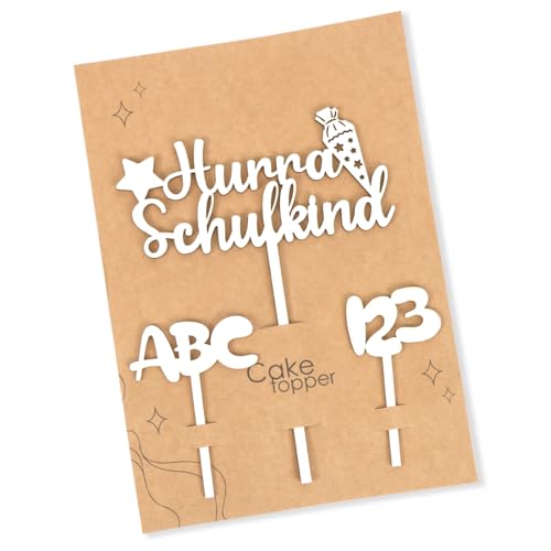 Tortendeko Einschulung, Holz Hurra Schulkind Tortendeko, Kuchen Deko Einschulung, Cake Topper Schulkind Kuchen Deko Torten Topper ABC 123 Kuchendeko Schulanfang für Mädchen Junge Schuleinführung Party Tortendeko Einschulung, Holz Hurra Schulkind Tortendeko, Kuchen Deko Einschulung, Cake Topper Schulkind Kuchen Deko Torten Topper ABC 123 Kuchendeko Schulanfang für Mädchen Junge Schuleinführung Party von Augesak