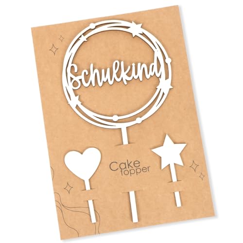 Tortendeko Einschulung, Kuchen Deko Einschulung, Holz Schulkind Tortendeko, Cake Topper Schulkind Kuchen Deko, Schulanfang Torten Topper, Kuchendeko Schulanfang für Mädchen Junge Schuleinführung Party von Augesak