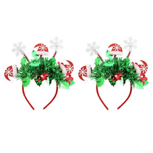 AugustknowU Zweiteilige Weihnachts-Kopfbedeckung mit Schneeflocken- und Hut-Designs, leicht und elastisch für bequemes Tragen den ganzen Tag bei Feiertagspartys und Themenanlässen von AugustknowU