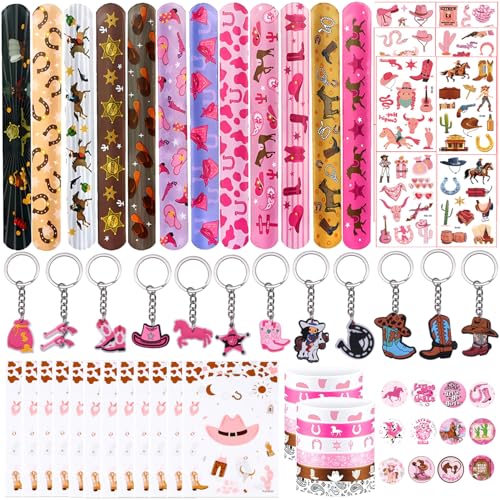 Augweyang Western-Cowgirl-Partyzubehör, Dekorationszubehör mit 12 Geschenktüten, 12 Schlüsselanhänger, 12 Armbändern, 12 Armbändern, 12 Abzeichen, 12 temporäre Tattoos für Geburtstagsparty, Pferd, Augweyang Western-Cowgirl-Partyzubehör, Dekorationszubehör mit 12 Geschenktüten, 12 Schlüsselanhänger, 12 Armbändern, 12 Armbändern, 12 Abzeichen, 12 temporäre Tattoos für Geburtstagsparty, Pferd, von Augweyang