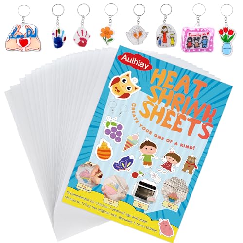Auihiay 20 Blatt polierter Schrumpfkunststoff, Papier mit Schrumpffolie für Kinder Kreatives Basteln, 14,5 x 20 cm / 5,7 x 7,9 Zoll von Auihiay