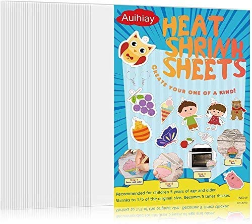 Auihiay 50 Stück Blank Shrink Plastikblätter Schrumpfen Papierblätter für Kinder Kreatives Basteln, 5,5 x 7,9 Zoll / 14,5 x 20 cm von Auihiay