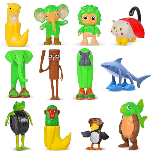 Auirshiky Italian Brainrot Figuren Set,12 Stück Tung Tung Tung Tung Sahur Figur,3D Printed Italien Brainrot,Tralalero Tralala Figur,Brainrot Animals Figurines für Game Fans und Kinder,Erwachsene von Auirshiky
