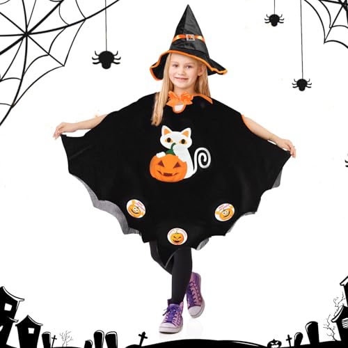 Halloween Kostüm Kinder, Kinderkostüm Halloween, Zauberer Kostüm Kinder Hexen Zauberer Umhang,Halloween Zauberer Umhang mit Hut,Umhang mit Hut für Halloween Cosplay Party, Geeignet für Höhe 90-150cm Halloween Kostüm Kinder, Kinderkostüm Halloween, Zauberer Kostüm Kinder Hexen Zauberer Umhang,Halloween Zauberer Umhang mit Hut,Umhang mit Hut für Halloween Cosplay Party, Geeignet für Höhe 90-150cm von Auirshiky