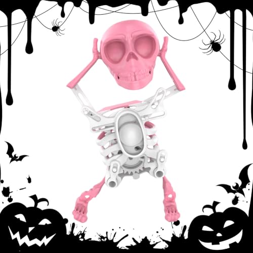 Aukojoy Tanzender Skelett-Spielzeug Schreibtisch Federaufziehspiel Schädelfigur für Dekoration und Stressabbau Lustiges Geschenk Halloween Party Mitbringsel von Aukojoy