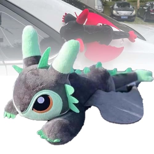 Car Flying Dragon,Halloween-Drachen Plüsch fürs Auto, Plüsch-Deko mit Saugnäpfen, Bewegliche Flügel als Dach-Dekoration, Coole Halloween-Autoaccessoires (B) von Aukojoy
