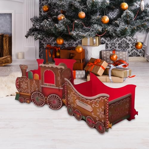 Weihnachtlicher Zug Dekoration aus Pappe mit Santa, festliches Geschenkzug-Tragekorb Süßigkeiten, Candy von Aukojoy