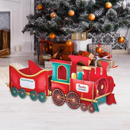 Weihnachtlicher Zug Dekoration aus Pappe mit Santa, festliches Geschenkzug-Tragekorb Süßigkeiten, Candy von Aukojoy