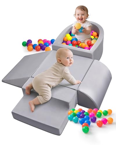 Auksay Baby Kletterblöcke, weiches Spielset für Krabbelbaby 6-12 Monate, rutschfeste Partikel unten & Klettverbinder, hochdichter Schaumstoff, Aktivitäts-Fitnessstudio mit weichem Stoffbezug, leicht von Auksay