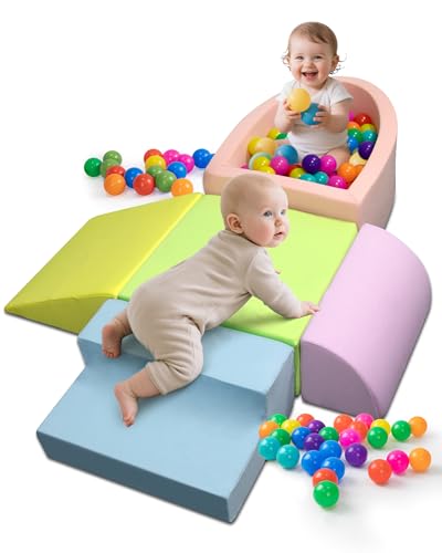 Auksay Baby-Kletterblöcke, weiches Spielset für krabbelnde Babys von 6–12 Monaten, rutschfeste Partikel-Unterseite und Klettverbinder, hochdichter Schaumstoff, Aktivitäts-Fitnessstudio mit weichem von Auksay