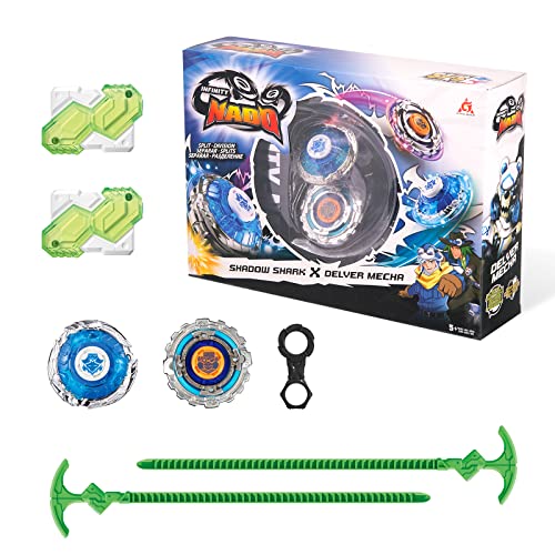 Infinity Nado Kreisel für Kinder Metall Spielzeug Jungen, Battle Tops Kreisel Launcher Spielzeug Jungen, Infinity Nado Spinning Tops Jungen ab 5 Jahre, YW624602 Shadow Shark Delver Mecha Spiel von Infinity Nado